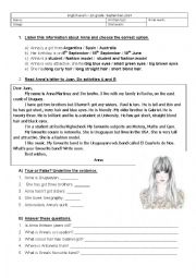 English Worksheet: Elementary exam family and physical description