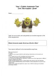 English Worksheet: Shrek Essay Writing Guide
