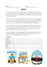 English Worksheet: Prepare for winter