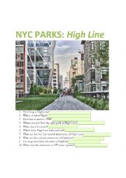 English Worksheet: NYC parks (Highline) research activity