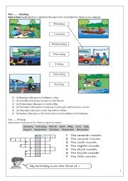 English Worksheet: Days of the week and months of the year