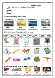 English Worksheet: 4th grade exam paper