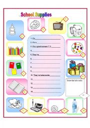 English Worksheet: School Supplies