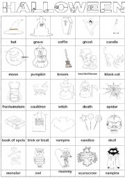 English Worksheet: halloween BW pictionary