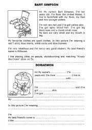 English Worksheet: DESCRIPTION CARTOON CHARACTERS