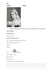 English Worksheet: Queen victorias picture biography