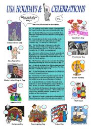 English Worksheet: USA Holidays & Celebrations 