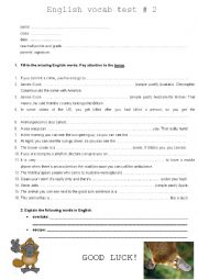 English Worksheet: vocabulary work/definitions