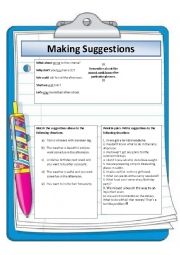 English Worksheet: Making suggestions