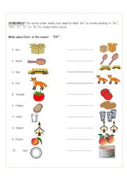 English Worksheet: plural form of nouns