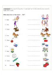 English Worksheet: plural form of nouns 