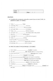 English Worksheet: Simple Present and Verb TO BE
