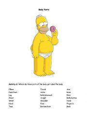 English Worksheet: body parts