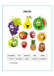 English Worksheet: FRUITS CUT AND PASTE 