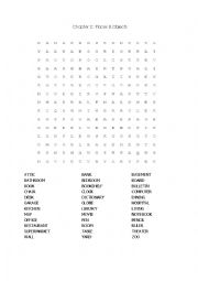 Word Search: Classroom Objects, Rooms in the Home, and Places
