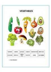 English Worksheet: VEGETABLES CUT AND PASTE 