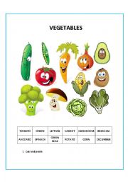 English Worksheet: VEGETABLES CUT AND PASTE 