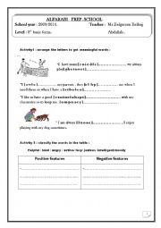 English Worksheet: Friendship