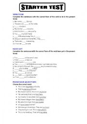 English Worksheet: Starter Test - 1st ESO