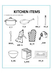 English Worksheet: KITCHEN ITEMS & COOKIES RECIPE