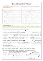 English Worksheet: DIAGNOSTIC TEST