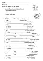 English Worksheet: WORKSHEET ON PRESENT CONTINUOUS