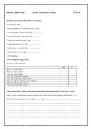 English Worksheet: first day at school