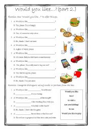 English Worksheet: Would you like...? part 2.