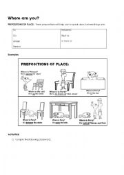 English Worksheet: Prepositions of Place