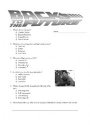 English Worksheet: Back to The Fuure