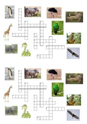 English Worksheet: Crossword Puzzle - Animals
