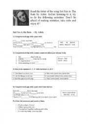 English Worksheet: Set Fire to the Rain 