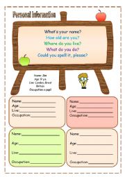 English Worksheet: Personal infornation