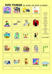 English Worksheet: EXPRESSIONS with GO, MAKE, DO, HAVE or TAKE