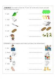 English Worksheet: plural form the nouns