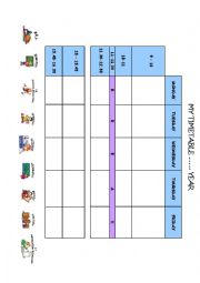 English Worksheet: My timetable and subjects