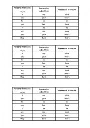 pronouns and possessive adjectives