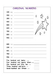 English Worksheet: Cardinal  Numbers