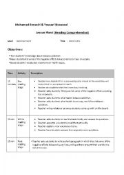 English Worksheet: lesson plan