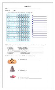 English Worksheet: months of the year ordinal numbers