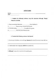 English Worksheet: Activity Guide Connectors