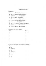 English Worksheet: Simple present test 2