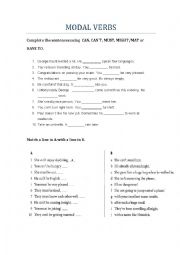 English Worksheet: Modal Verbs Exercise