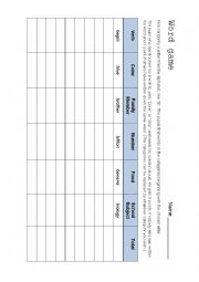 English Worksheet: Word game (vocabulary race)