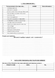 English Worksheet: CLASS QUEST: find someone who...