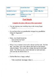 English Worksheet: Practising Past Simple with jokes