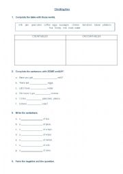 English Worksheet: Contable & Uncountable nouns