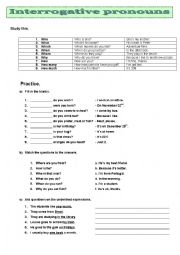 English Worksheet: Interrogative Pronouns