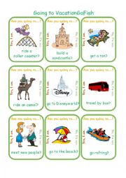 English Worksheet: Going to Vacation Go Fish 1 of 2