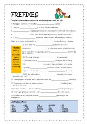 English Worksheet: PREFIXES